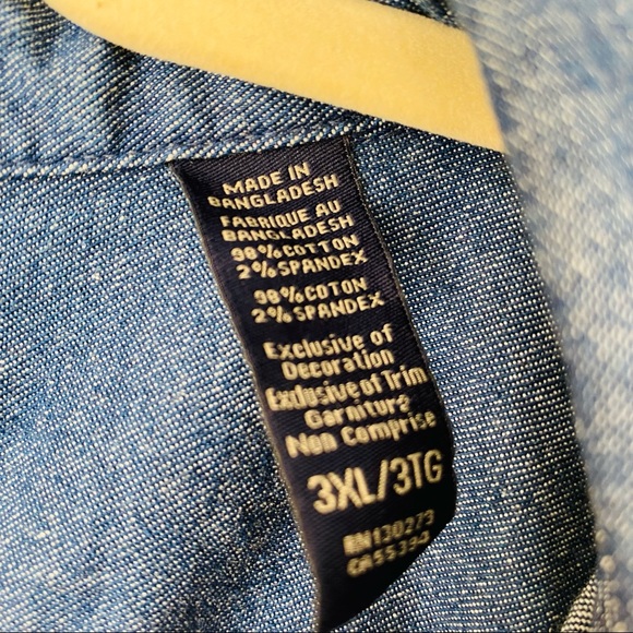 Vintage WRANGLER Blue Denim Long Sleeve Button Down Flex For Comfort Shirt - Picture 8 of 8